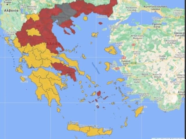 Greece red zone map